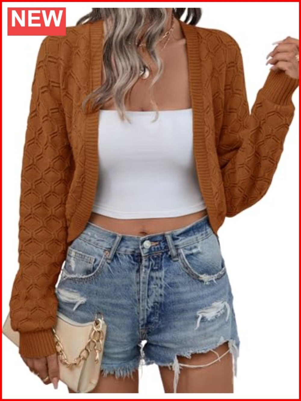 Womens Cropped Open Front Cardigan Long Sleeve Knit Bolero Shrug for Dresses